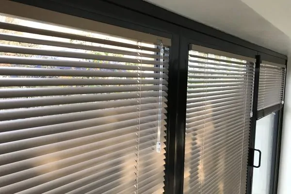 Close up of bifold door blinds
