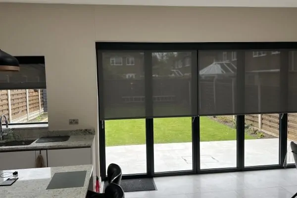 Bifold Doors Blinds - Black Halfway