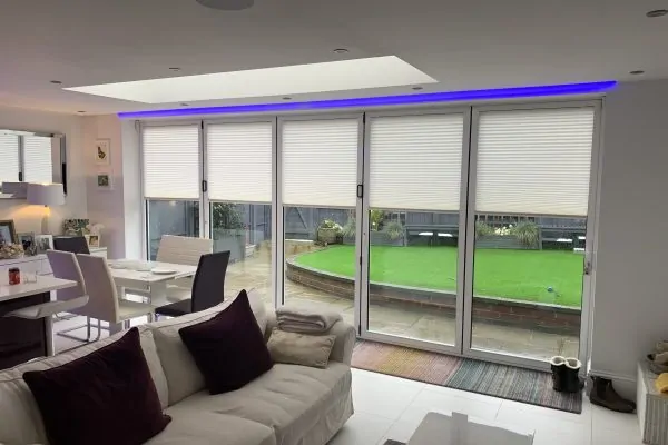 Bifold Doors Blinds - White Halfway
