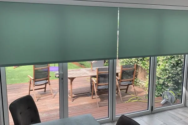 Bifold Doors Blinds - Green Half Closed