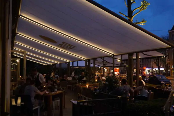 Restaurants Awnings Night Lights