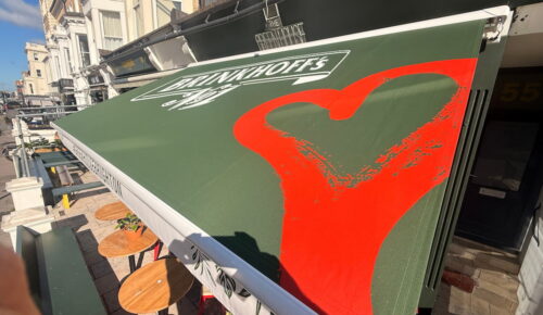 branded brinkhoff's green awning