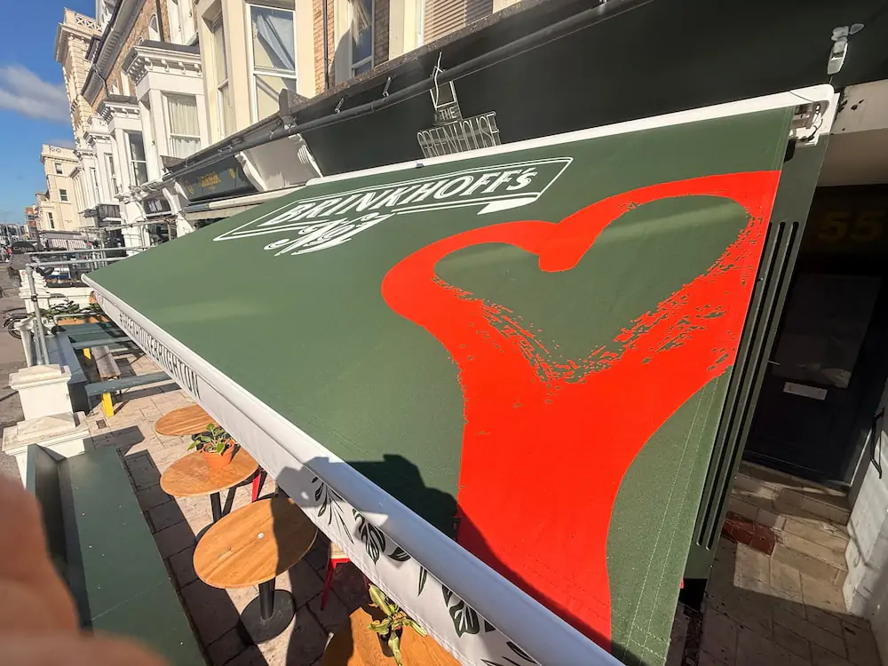 branded brinkhoff's green awning