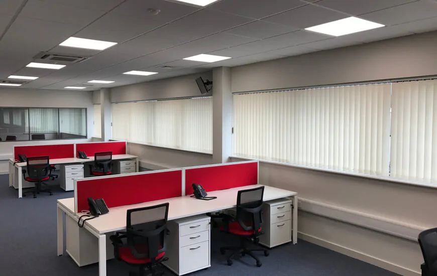Commercial Vertical Blinds installed in an office