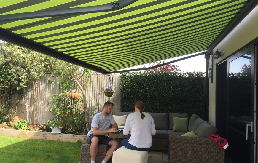 Green Stripe Awning - Sussex Install