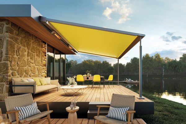 Radiant heating on awning