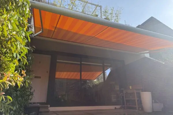 orange striped markilux 990 awning