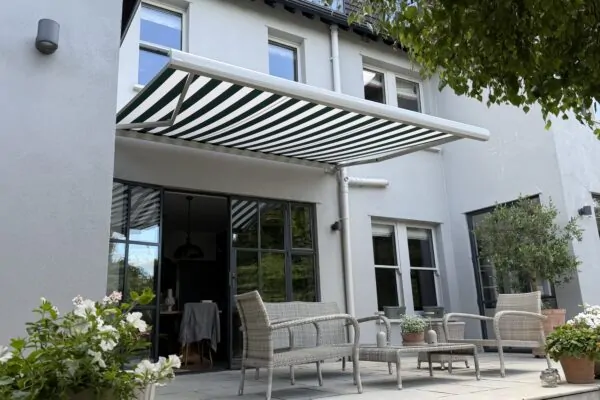 black and white striped MX3 awning